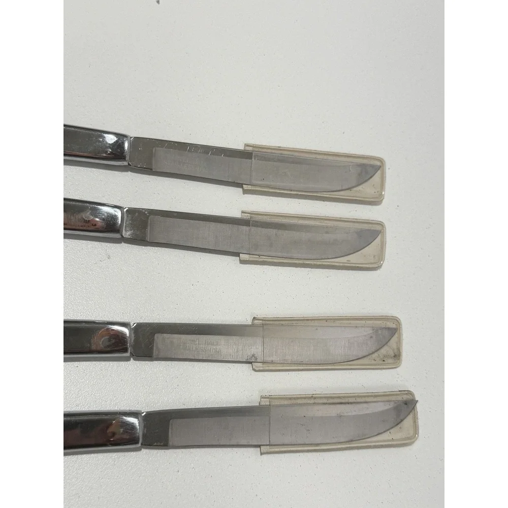 Vintage Carvel Hall Stainless Steel Non-Serrated Curvy Steak Knives 4-Pc Set ☆US